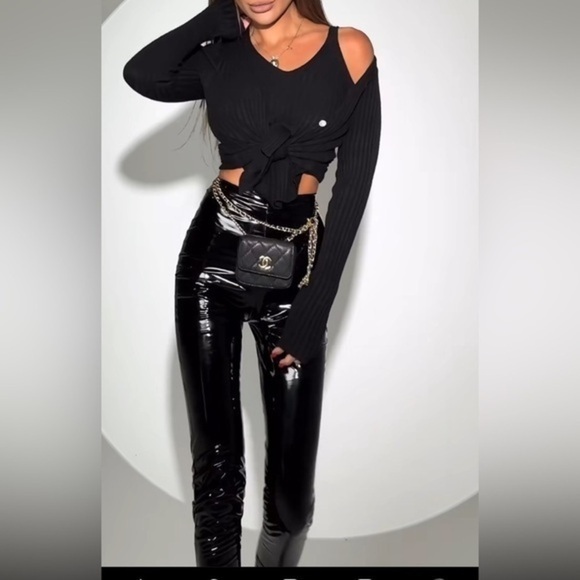 NWT Perfect Control Temperature Patent Leather Legging in Black NonnaCollection - Picture 3 of 16